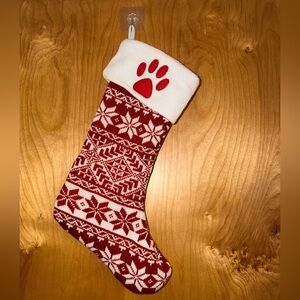 Wondershop Red and White Christmas Stocking with Paw Print